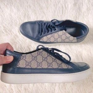 Gucci Navy Blue white tan sneaker